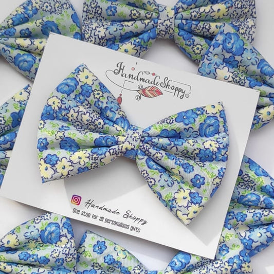 Blue floral bow