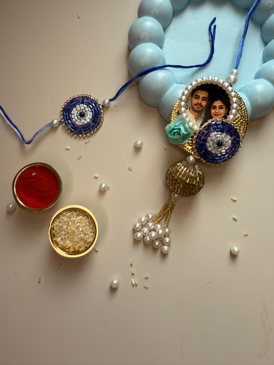 Nazar Photo Rakhi-Lumba Set