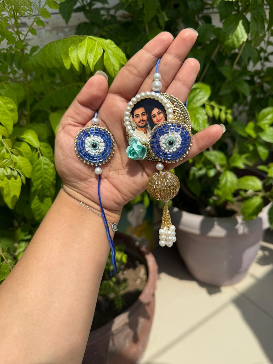 Nazar Photo Rakhi-Lumba Set