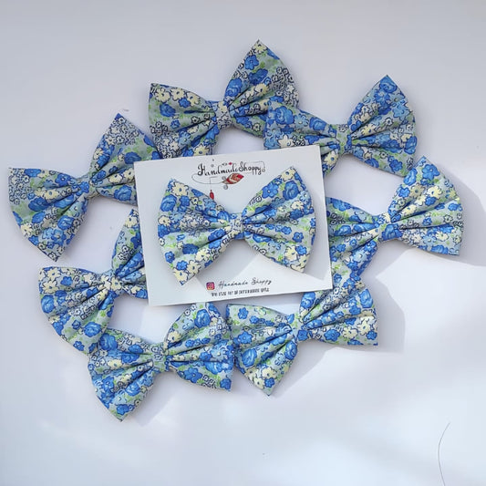 Blue floral bow