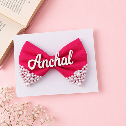 Pearl Bow - Dark Pink