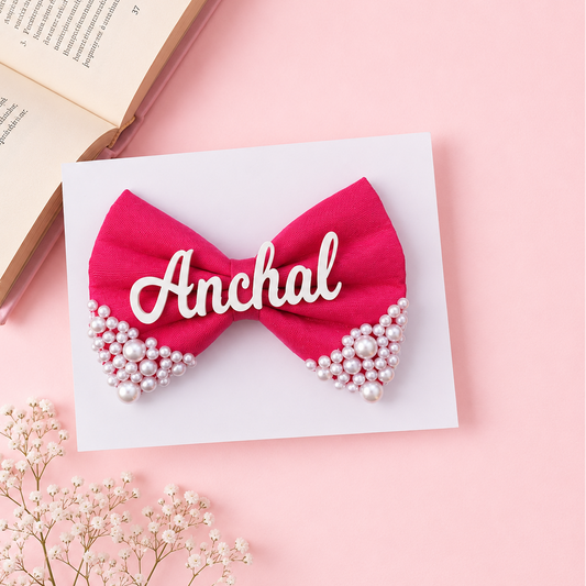 Pearl Bow - Dark Pink