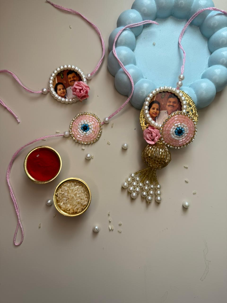Nazar Photo Rakhi-Lumba Set