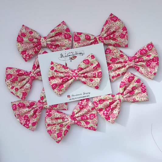 Pink floral bow